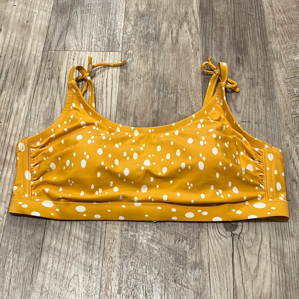 Kona Sol Mustard Polka Dot Bikini Top.